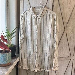 Joie Linen Shirt in Cream and Black